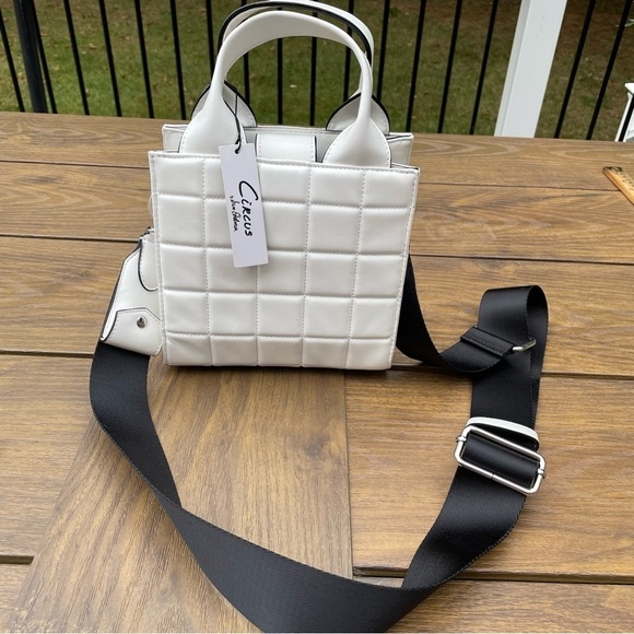 Sam Edelman Circus Duncan Mini Tote Bag Crossbody puff fine Napa white cottage - Picture 10 of 10